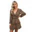 Sexy Sommer Resort-Kleidung Weiß Blumen Damen Kleider 2021 Chiffon V-Ausschnitt Lange Ärmel Rückenfreies Lose