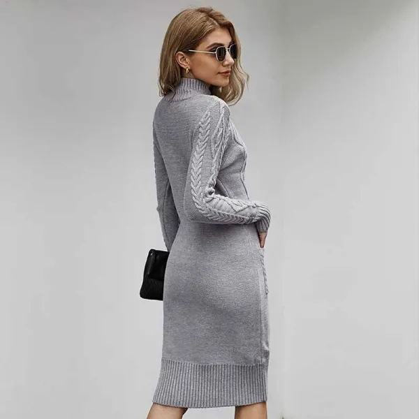 tight grey sweater dress Women's No Better Time Grey Ribbed Knit Sweater Mini Dress | Size: L main image 1