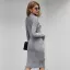 Mode Tomber Hiver Vêtement de rue Gris Tricot Femme Robes 2021 Serré Col Haut Manches Longues Mi-Longues