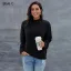 Comfortable Fall Winter Orange Casual Knitting Sweaters 2021 Cotton Loose High Neck Long Sleeve Women Tops