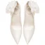Eleganta Elfenben Pärla Blomma Satin Brudskor 2021 8 cm Stilettklackar Spetsiga Pumps Högklackade