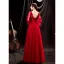Chic / Belle Rouge En Dentelle Fleur Robe De Bal 2021 Princesse V-Cou Manches de cloche Dos Nu Longue Robe De Ceremonie
