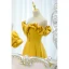 Fashion Yellow Prom Dresses 2021 A-Line / Princess Ruffle Off-The-Shoulder Sleeveless Backless Floor-Length / Long Formal Dresses