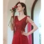 Charming Burgundy Beading Sequins Lace Prom Dresses 2021 A-Line / Princess V-Neck Sleeveless Backless Floor-Length / Long Formal Dresses