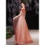 Charmant Watermelon Rouge Robe De Bal 2021 Princesse De l'épaule Perlage Paillettes Manches Courtes Dos Nu Longue Robe De Ceremonie
