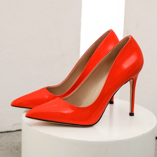 Mode Grün Strassenmode Leder Pumps 2021 Lackleder 10 cm Stilettos Spitzschuh Pumps
