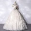 Élégant Champagne En Dentelle Fleur Gland Robe De Bal 2021 Princesse Satin De l'épaule Manches Courtes Dos Nu Longue Robe De Ceremonie