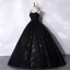 Chic / Belle Noire Perlage Paillettes Robe De Bal 2021 Robe Boule Bretelles Spaghetti Sans Manches Dos Nu Longue Robe De Ceremonie