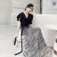 Mode Noire Noeud Robe De Bal 2021 Princesse V-Cou Manches Courtes Longue Promo Robe De Ceremonie