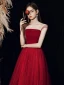 Charming Burgundy Prom Dresses Evening Dresses  2021 A-Line / Princess Square Neckline Beading Sequins Sleeveless Backless Floor-Length / Long Formal Dresses