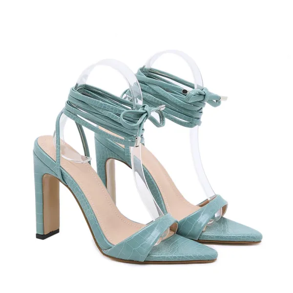 Roman Sexy Black Street Wear Open / Peep Toe Womens Sandals 2021 Ankle Strap 11 cm Thick Heels Sandals High Heels