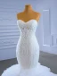 High End Weiß Perlenstickerei Spitze Blumen Brautkleider / Hochzeitskleider 2021 Meerjungfrau Bandeau Ärmellos Rückenfreies Hof-Schleppe Hochzeit