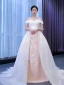 High End Weiß Spitze Blumen Brautkleider / Hochzeitskleider 2021 Meerjungfrau Off Shoulder Kurze Ärmel Rückenfreies Hof-Schleppe Hochzeit