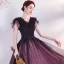 Vintage / Originale Violet Perlage Paillettes En Dentelle Fleur Robe De Bal 2021 Princesse V-Cou Manches Courtes Dos Nu Longue Robe De Ceremonie