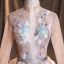 Chic / Belle Rougissant Rose Paillettes Robe De Bal 2021 Robe Boule Col Haut Manches Longues Dos Nu Ceinture Longue Robe De Ceremonie