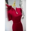 Chic / Beautiful Burgundy Satin Cheongsam / Qipao Evening Dresses 2021 A-Line / Princess High Neck Backless Rhinestone Sash Short Sleeve Floor-Length / Long Evening Party