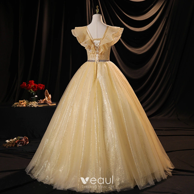 Champagne Tulle V Neck Long Lace Floral Prom Dress, 2021 Lace Evening Prom Dresses Champagne Tulle V Neck Long Lace Floral Prom Dress, 2021 Lace Evening Prom Dresses