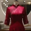 Chinese style Burgundy Satin Cheongsam 2021 Trumpet / Mermaid High Neck Beading Sequins 3/4 Sleeve Ankle Length Cheongsam / Qipao