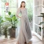 Modest / Simple Grey Graduation Dresses 2021 A-Line / Princess Scoop Neck Backless Floor-Length / Long Bridesmaid Short Sleeve Formal Dresses