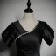 Chic / Beautiful Black Rhinestone Satin Prom Dresses 2023 A-Line / Princess V-Neck Short Sleeve Floor-Length / Long Prom Formal Dresses
