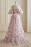 Blomsterfe Hvit Fuchsia Multi-Farger Blomster Ballkjoler 2024 Gripende Ruffles Lange Korte Ermer Forlovelses Kjæreste Formelle Kjoler