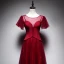 Chic / Belle Bordeaux Robe De Soirée 2019 Princesse Encolure Dégagée Manches Courtes Dos Nu Longue Robe De Ceremonie