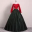 Vintage / Retro Black Red Prom Dresses 2019 Ball Gown V-Neck Rhinestone Sash Long Sleeve Floor-Length / Long Formal Dresses