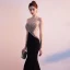 Charmant Noire Robe De Soirée 2019 Trompette / Sirène Encolure Dégagée Perlage Faux Diamant Paillettes Sans Manches Dos Nu Train De Balayage Robe De Ceremonie
