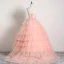 Stilig Rødmende Rosa Ballkjoler 2019 Ballkjole Kjæreste Blonder Blomst Uten Ermer Ryggløse Gripende Ruffles Feie Tog Formelle Kjoler