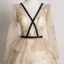 Élégant Beige Robe De Bal 2019 Princesse V-Cou En Dentelle Étoile Manches Longues Dos Nu Train De Balayage Robe De Ceremonie