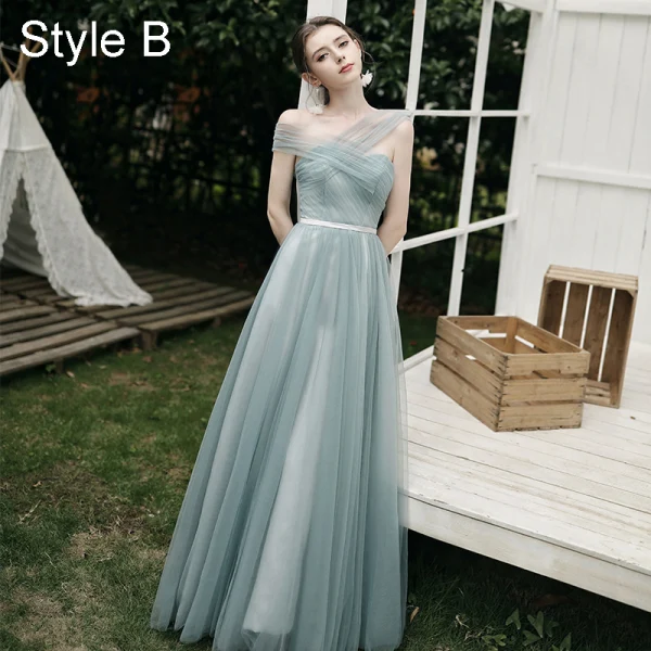 Modest / Simple Mint Green Bridesmaid Dresses 2021 A-Line / Princess Off-The-Shoulder Short Sleeve Backless Floor-Length / Long Wedding Party Dresses