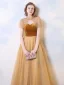 Chic / Beautiful Gold Evening Dresses  2019 A-Line / Princess Suede Scoop Neck Beading Sequins Short Sleeve Floor-Length / Long Formal Dresses