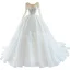 Luxury / Gorgeous Ivory Beading Crystal Wedding Dresses 2021 Ball Gown Glitter Sequins Scoop Neck Long Sleeve Cathedral Train Wedding
