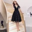 Charmant Noire Robe De Soirée 2019 Princesse Bretelles Spaghetti Étoile Paillettes Manches Courtes Dos Nu Mi-Longues Robe De Ceremonie