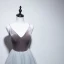 Sexy Grey Evening Dresses  2019 A-Line / Princess Spaghetti Straps Suede Sleeveless Backless Tea-length Formal Dresses