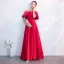 Classy Red Evening Dresses  2019 A-Line / Princess Off-The-Shoulder Bow Short Sleeve Backless Floor-Length / Long Formal Dresses