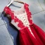 Chic / Belle Bordeaux Robe De Bal 2018 Princesse En Dentelle Appliques Cristal Faux Diamant Paillettes Noeud Encolure Dégagée Dos Nu Sans Manches Longueur Cheville Robe De Ceremonie