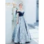Elegant Ocean Blue Evening Dresses  2019 A-Line / Princess Suede Off-The-Shoulder Lace Flower Sleeveless Backless Floor-Length / Long Formal Dresses