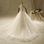 Élégant Ivoire Robe De Mariée 2019 Princesse Encolure Dégagée Perlage En Dentelle Fleur Manches Courtes Dos Nu Cathedral Train