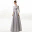Modern / Fashion Silver Evening Dresses  2019 A-Line / Princess Scoop Neck Sequins 3/4 Sleeve Backless Floor-Length / Long Formal Dresses