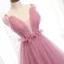 Schöne Pink Abendkleider A Linie 2019 Rüschen Spaghettiträger Schleife Ärmellos Rückenfreies Hof-Schleppe Festliche Kleider