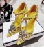 Chic / Beautiful Yellow Evening Party Womens Shoes 2019 Crystal Rhinestone Suede T-Strap 10 cm Stiletto Heels Pointed Toe High Heels