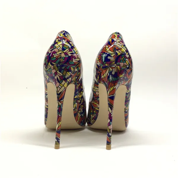 Mooie / Prachtige Multi-Kleuren Avond Pumps 2019 Lakleer Bloemen 12 cm Naaldhakken / Stiletto Spitse Neus Pumps