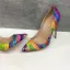 Unique Freizeit Multifarben Farbblock Gekritzel Pumps 2019 Leder 12 cm Stilettos Spitzschuh Pumps