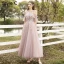 Mode Rougissant Rose Robe Demoiselle D'honneur 2021 Princesse Encolure Dégagée En Dentelle Fleur Appliques Manches Courtes Dos Nu Longue Robe Pour Mariage