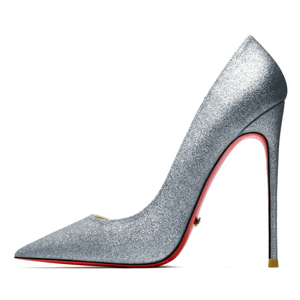 Charming Silver Evening Party Pumps 2019 Sequins 12 cm Stiletto Heels Pointed Toe Pumps
