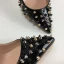Unique Noire Soirée Escarpins 2019 Rivet 12 cm Talons Aiguilles À Bout Pointu Escarpins