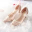 Charming Nude Wedding Shoes 2019 Lace Appliques Rhinestone 7 cm Stiletto Heels Pointed Toe Wedding Pumps