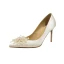 Chic Ivoire Chaussure De Mariée 2019 Cuir Perle 8 cm Talons Aiguilles À Bout Pointu Mariage Escarpins