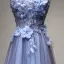 Chic / Beautiful Grey Prom Dresses 2018 A-Line / Princess Lace Flower Appliques Crystal V-Neck Backless Sleeveless Floor-Length / Long Formal Dresses